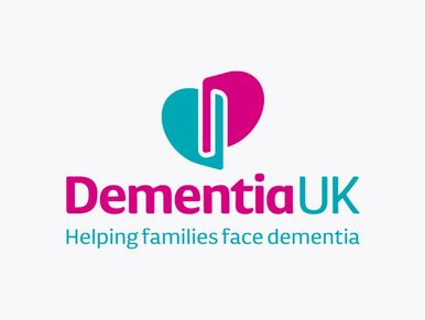 Logo of Dementia UK with a heart symbol and tagline.