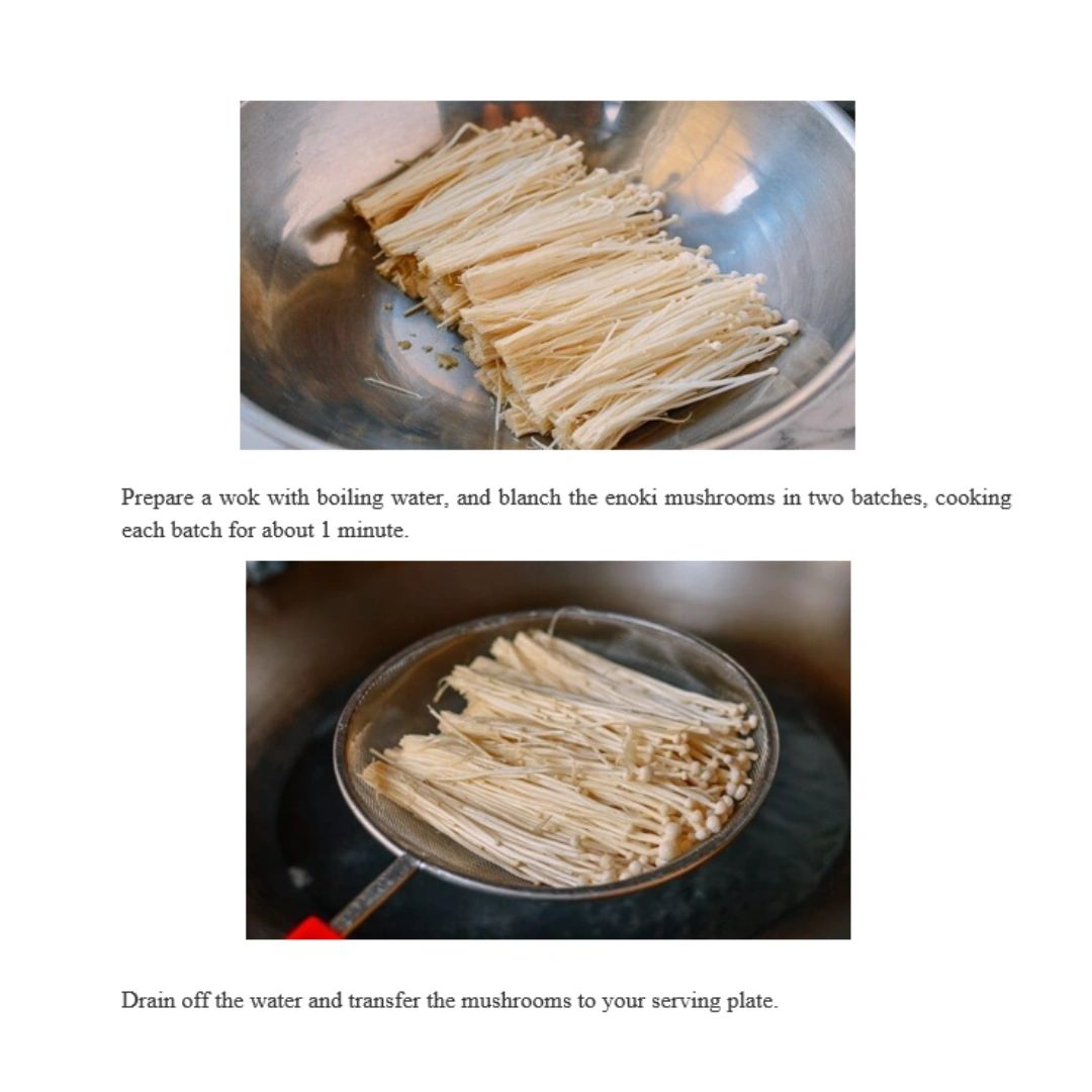 boiling, rinsing enoki mushroom
