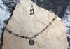 Moss agate beads with silver spacers. Smoky quartz pendant with Tree of Life wire wrap. Length 24.5 in. Item #19-2-4. Price $20.00. 