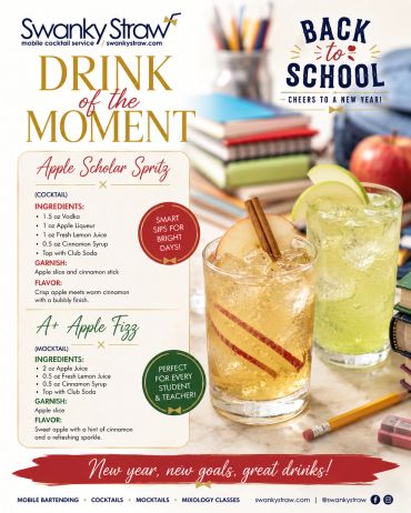 Back to school themed Apple Scholar Spritz and Apple Fizz mocktail recipes.