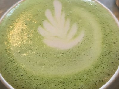 Matcha latte featuring Naoki Superior Ceremonial Grade Matcha at Sweet Nate's in downtown Toledo