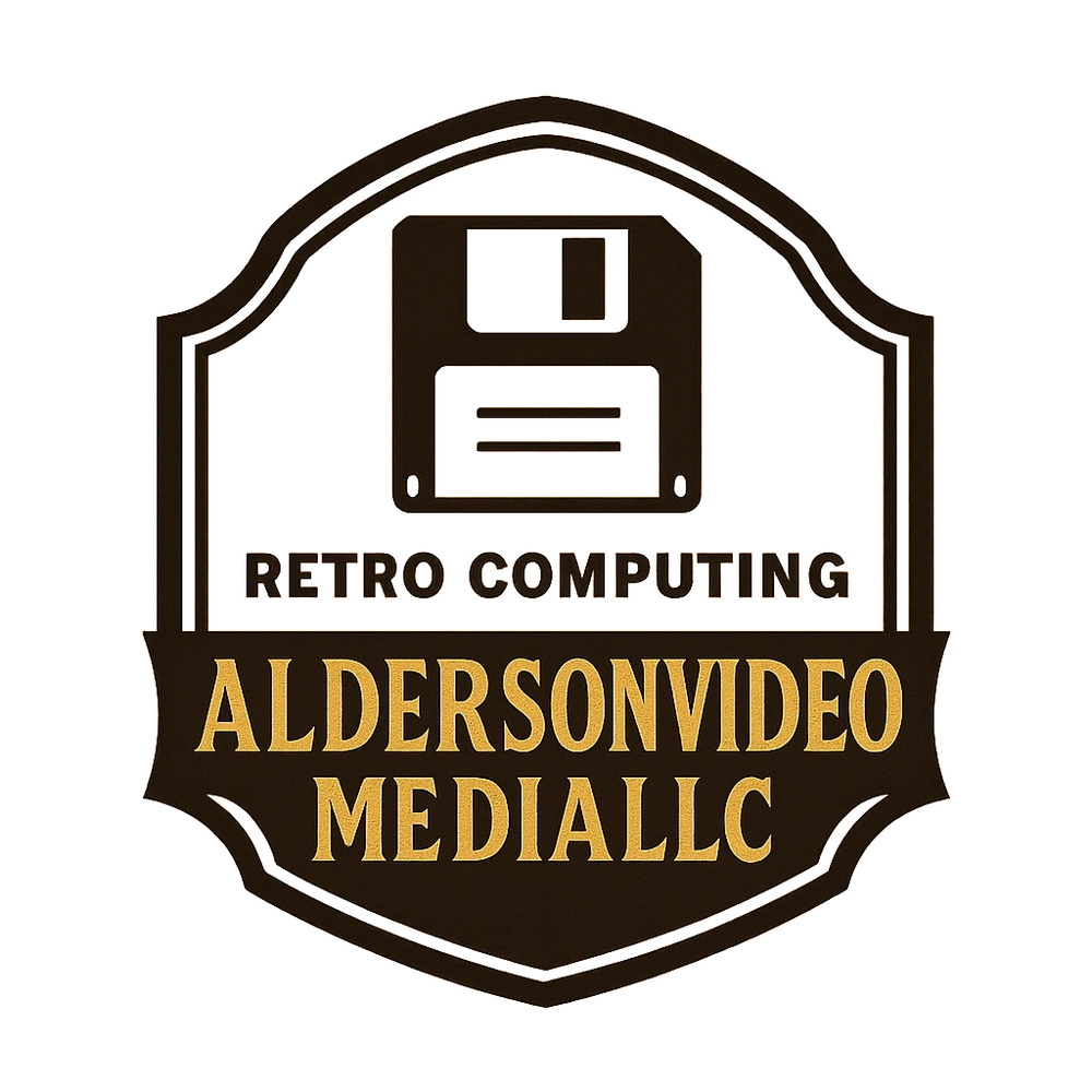 Logo featuring a floppy disk with 'Retro Computing Aldersonvideo Media LLC' text.