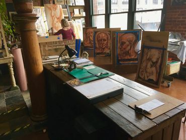 Priscilla Steele at work in her studio.