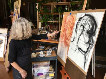 Priscilla Steele at work in her studio.