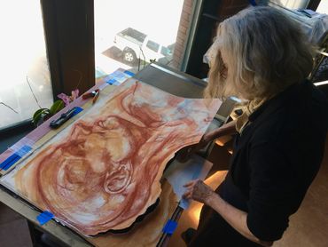 Priscilla Steele at work in her studio.