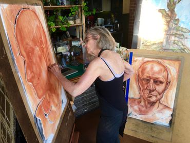 Priscilla Steele at work in her studio.