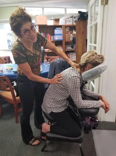 workplace chair massage. Weekly massage in the office. 