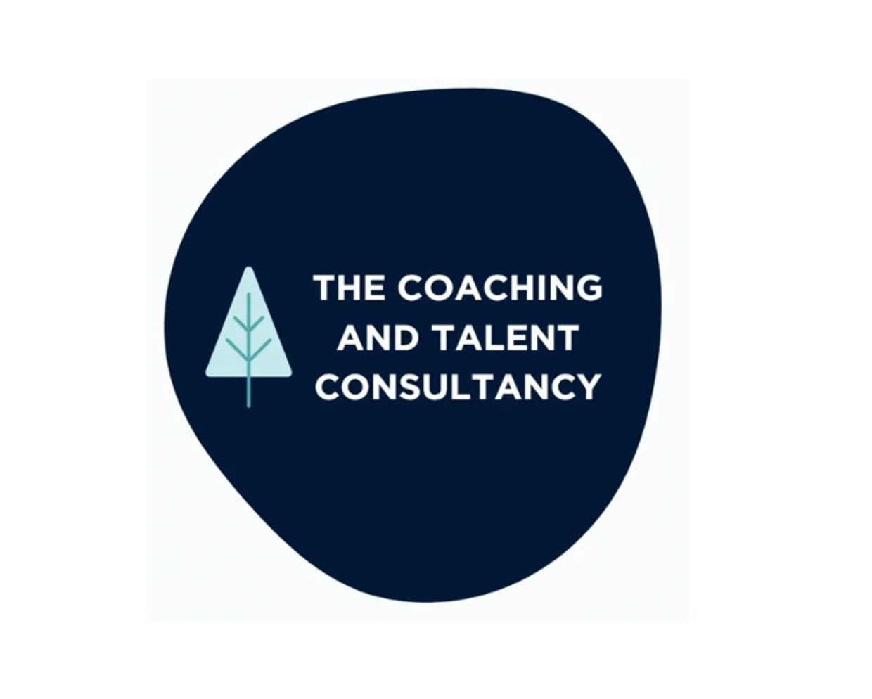 Logo with a blue abstract shape and a tree icon for a coaching and talent consultancy.