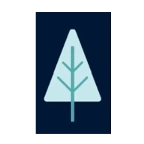 Minimalist blue tree icon on dark background.