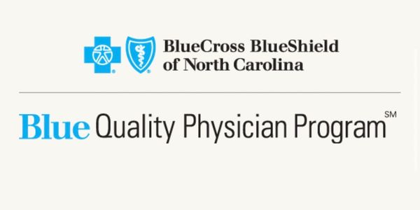 Logo of BlueCross BlueShield of North Carolina with Blue Quality Physician Program text.