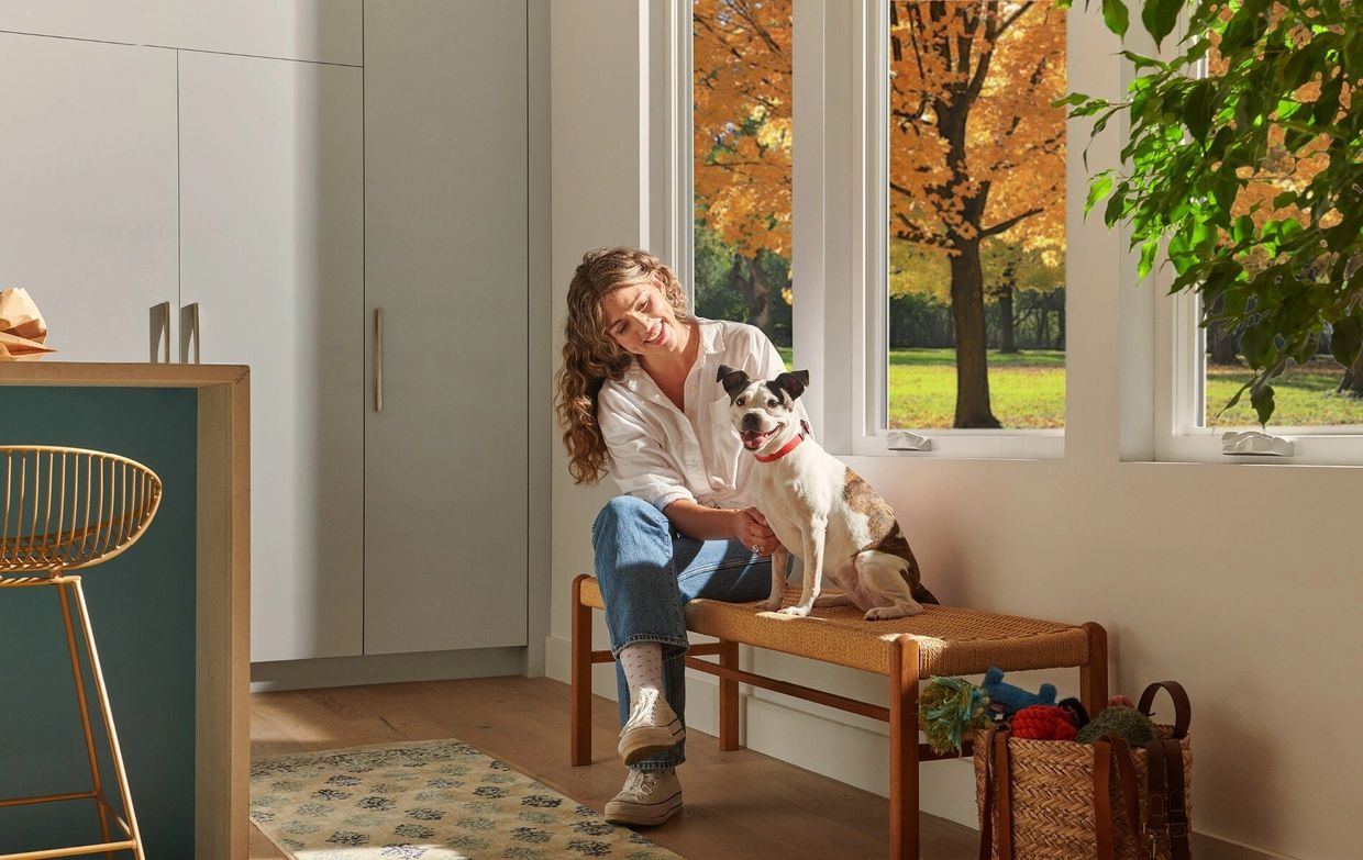 homeowner with dog