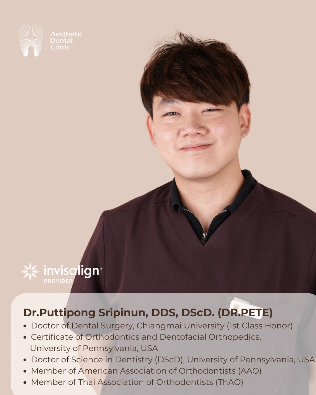 Dr. Puttipong Sripinun, experienced dental specialist, smiling confidently.