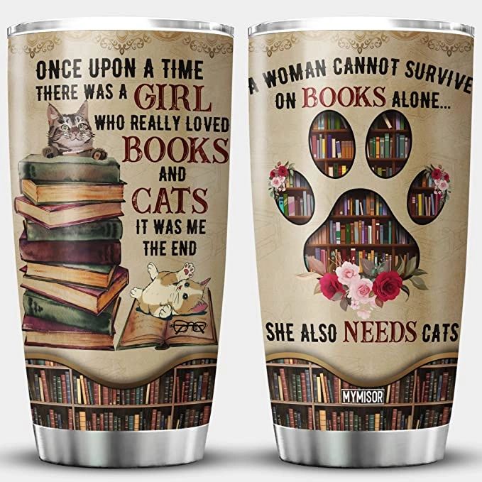 Tumbler 20oz Cats & Bookslife is Good 