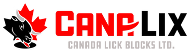 Logo of Canada Lick Blocks Ltd. with a black bull and red maple leaf.