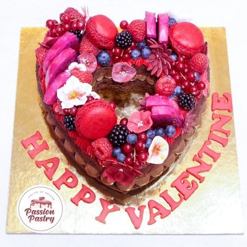 Tropical Fruits Valentine Heart Cake