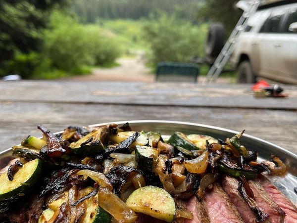 Grilled steak, mushrooms & zucchini.
View from the Gothic Campground behind Crested Butte.