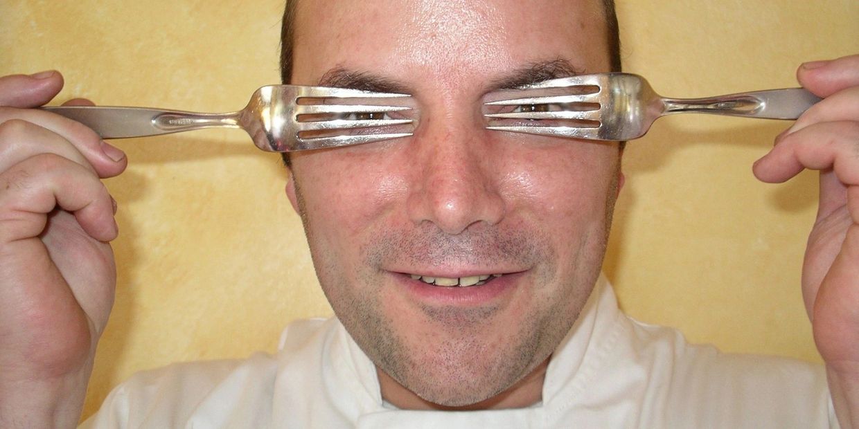 Chef Will - some years ago.
Just forkin' around or See No Evil!