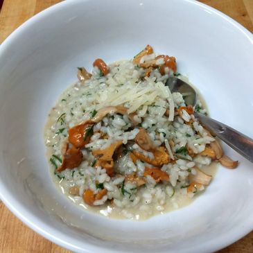Chanterelle mushroom risotto, parsley, and chive.
Majikally delicious!