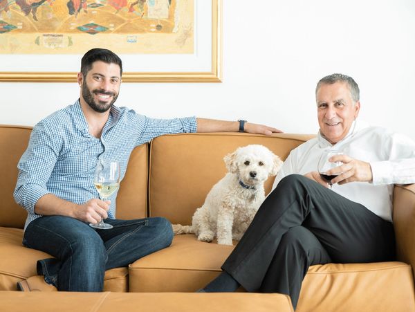 A father, son, and their dog