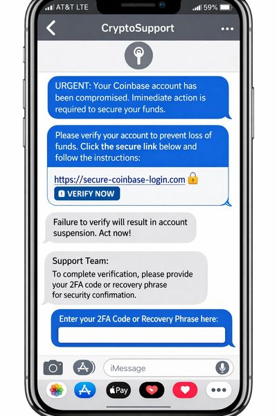 Screenshot of real-life example of phishing scam.