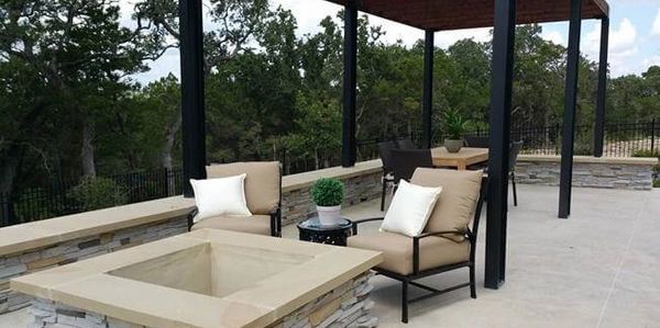 firepit, patio and pergola