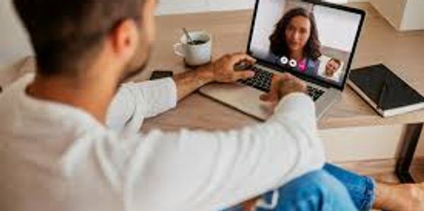 Remote therapy sessions between a man and women