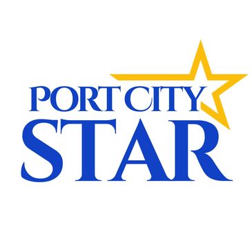 Logo of Port City Star with a yellow star and blue text.