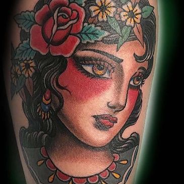 Traditional tattoo image of a lady