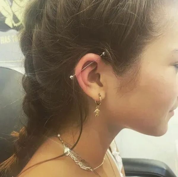 Image of ear piercing at Infamous ink tattoo Columbus, GA shop
