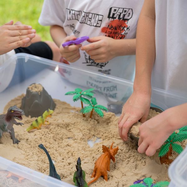 Children playing with kinetic sand

