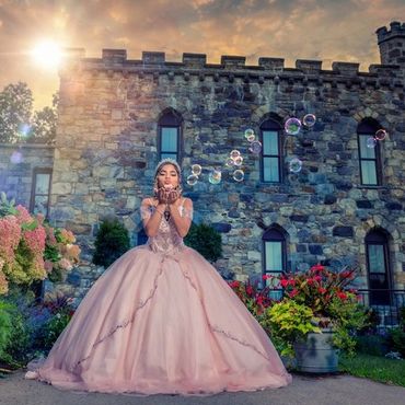 Happy and beautiful bride enjoying in the park