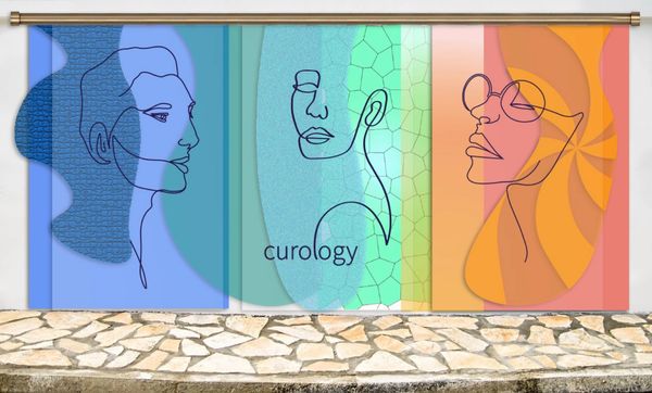 Guerilla outdoor OOH Out-of-home advertising, mural, downtown, line art, painting, color block