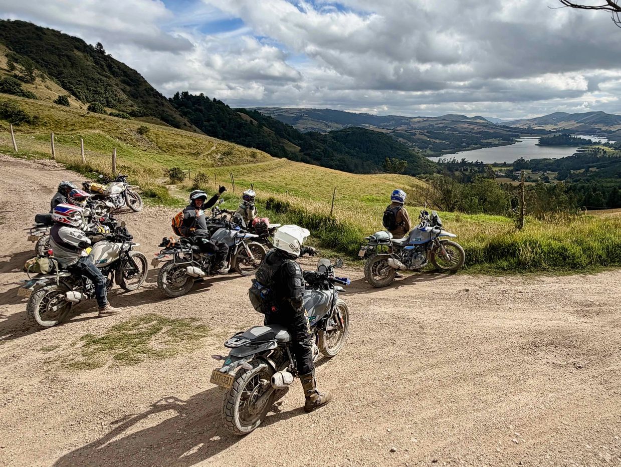 Group of motorcyclists enjoying a scenic mountain ride.