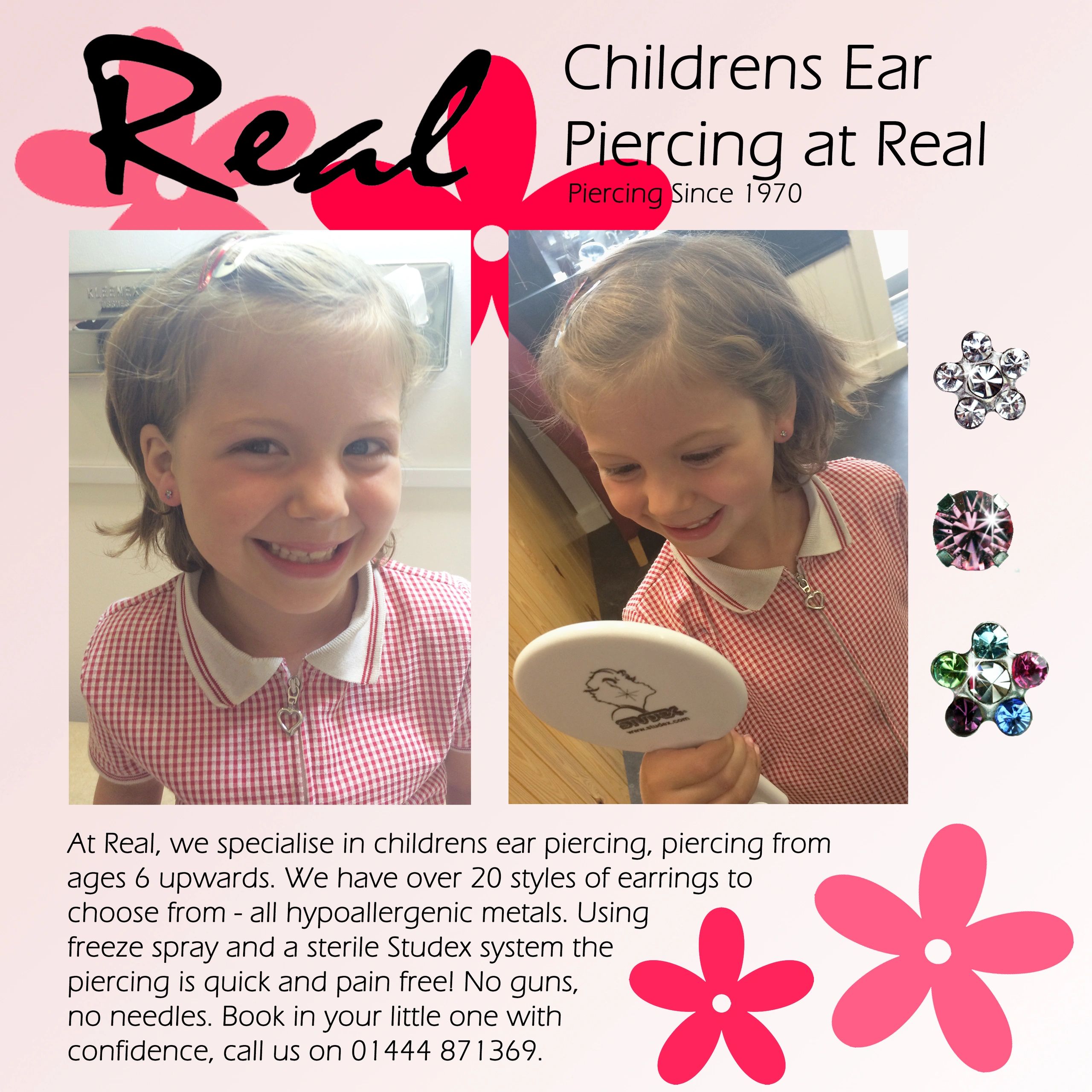 Kid's Ears Pierced - Choose a Needle or Gun for Your Child