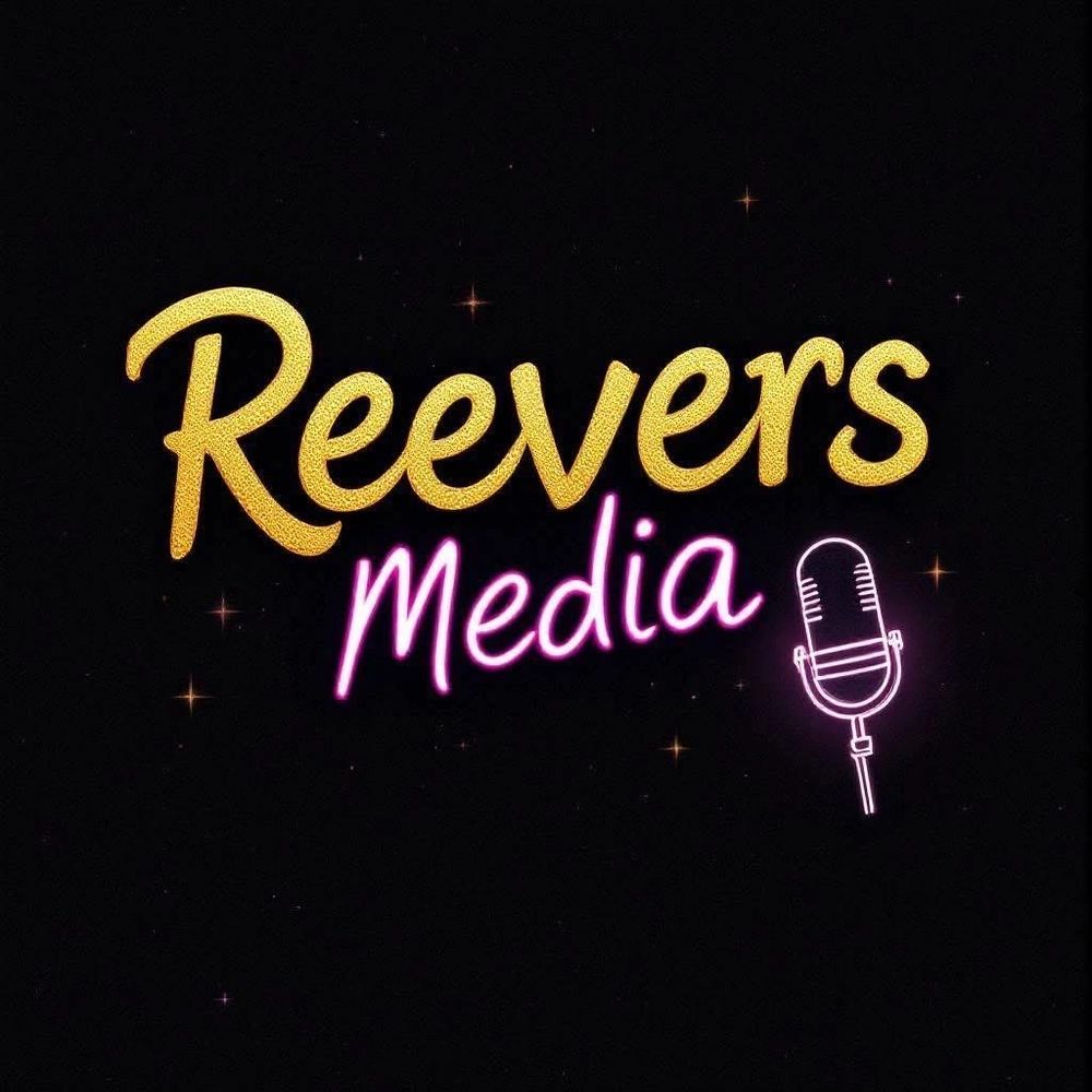 Reevers Media logo with gold and neon text and a microphone icon.