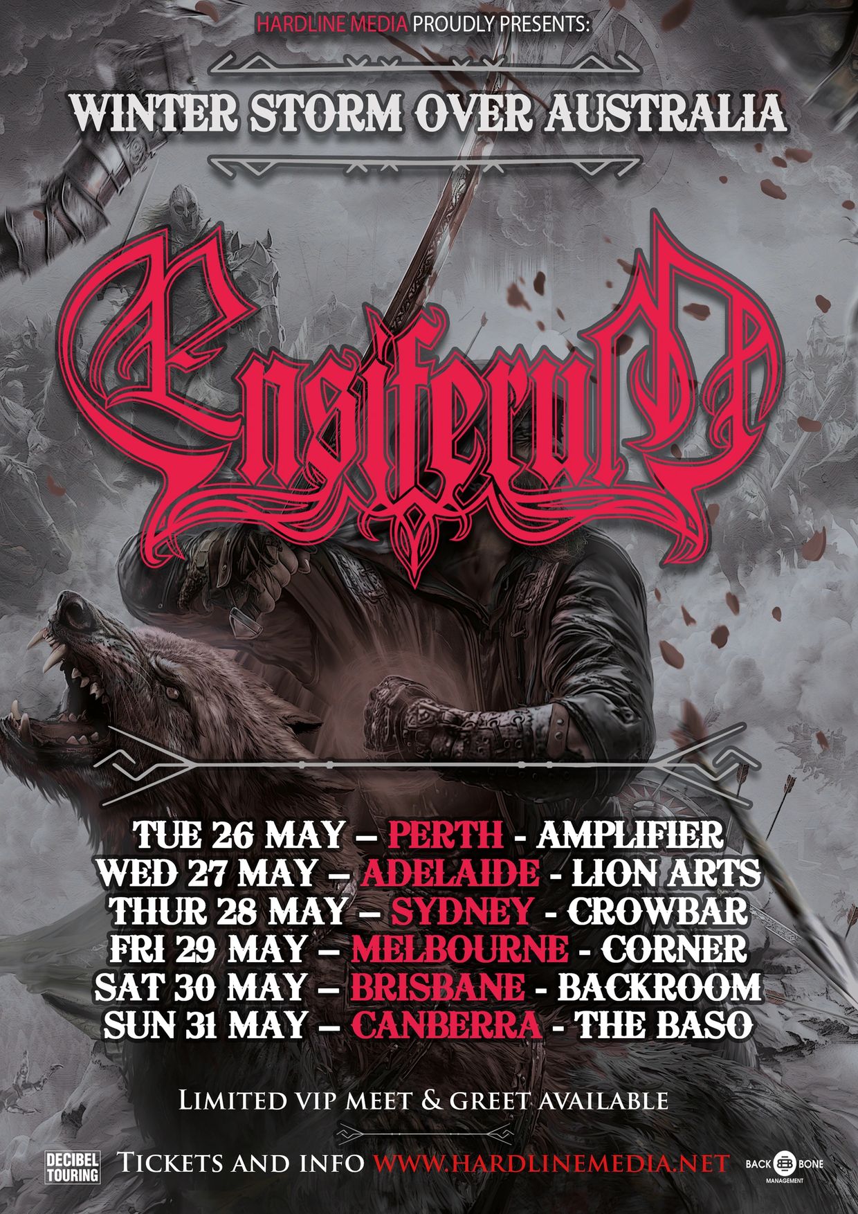 Ensiferum Australian tour Australia 2026 buy tickets Hardline Media