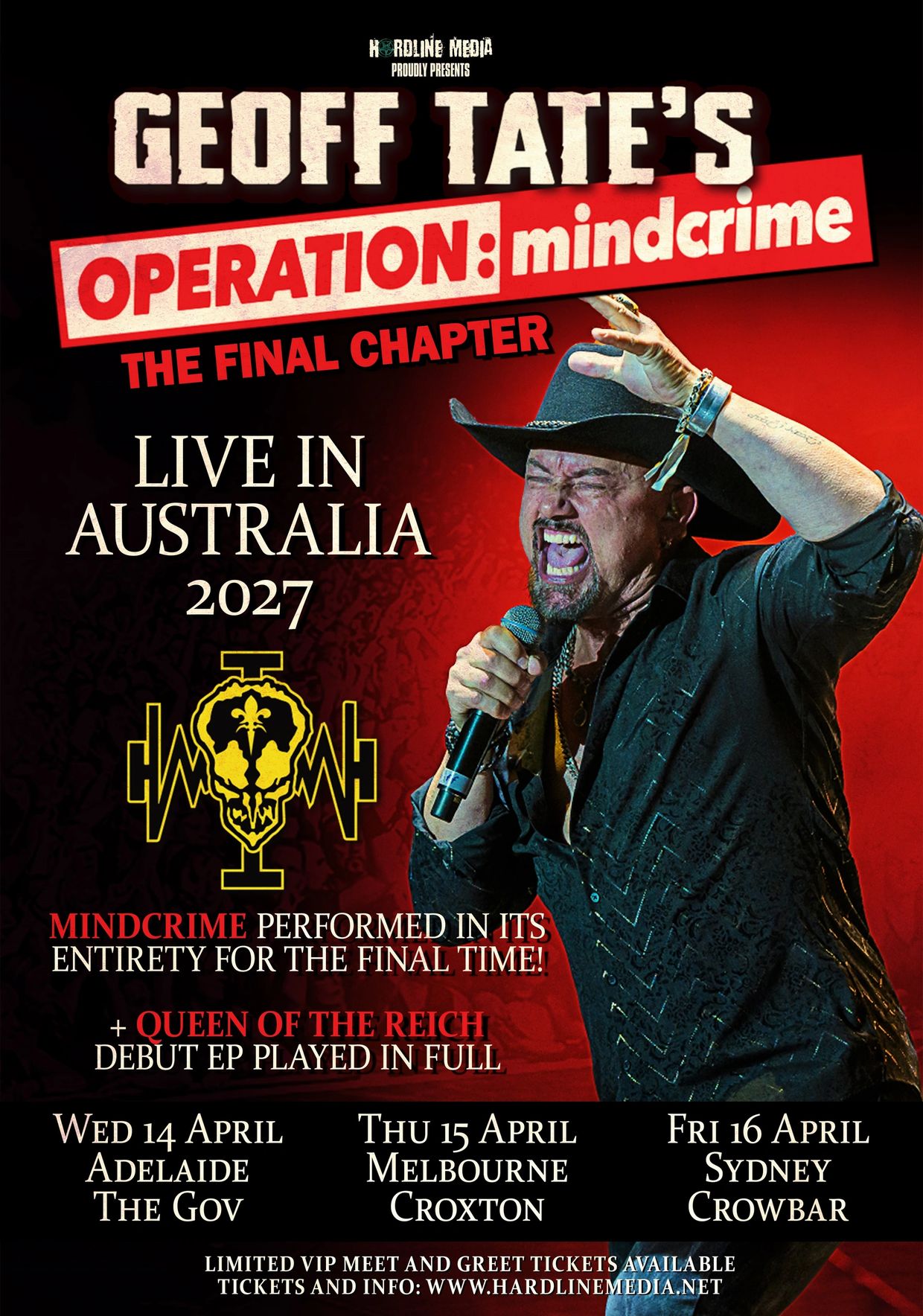 Geoff Tate Operation Mindcrime final Australian tour 2027 tickets and info