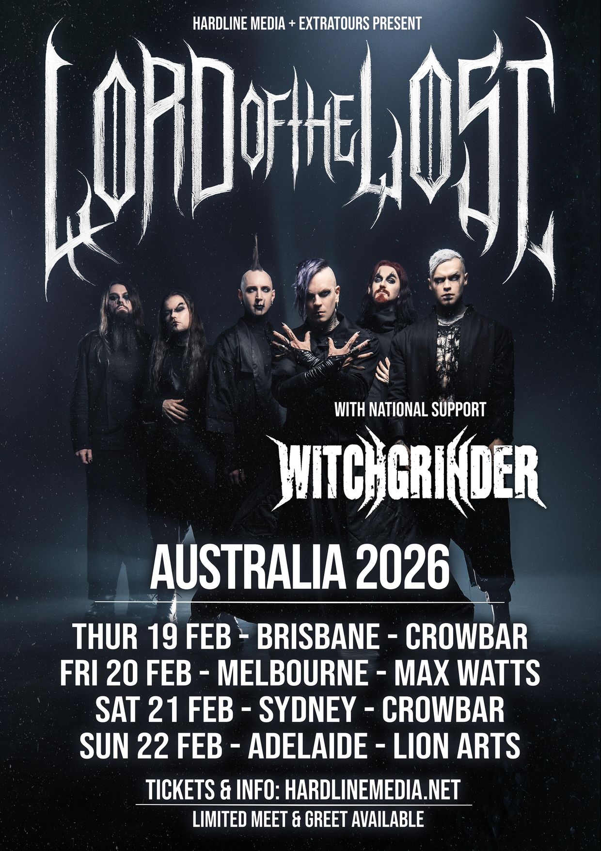 Lord of the Lost australia buy tickets Australian tour 2026 Hardline Media Witchgrinder
