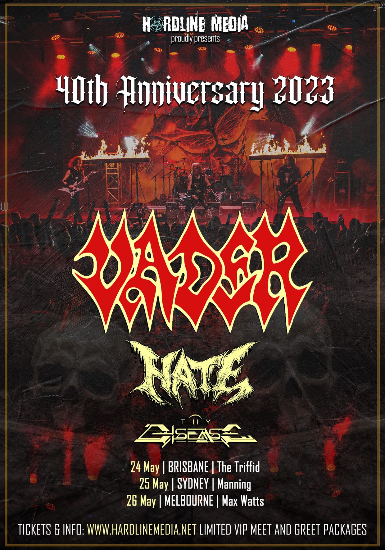 Vader + Hate + Thy Disease australia australian tour 2023 poster hardline media buy ticket