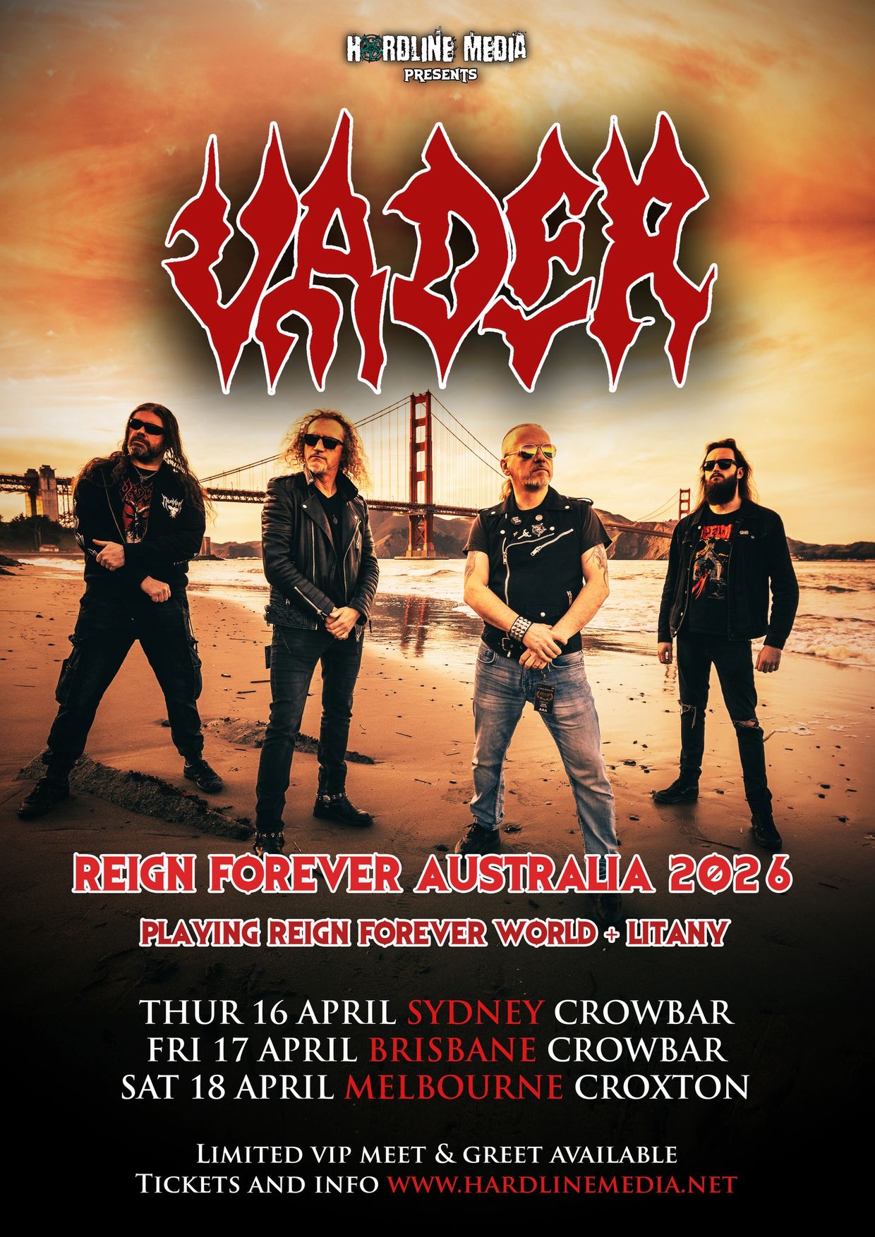 Vader Reign Forever World Litany Australia Australian tour buy tickets Hardline Media