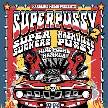 Concert poster for Superpussy 2 with vibrant, retro design.