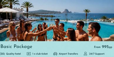 Sunset DJ party at Café Mambo with vibrant crowd and Ibiza vibes.