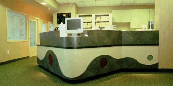  commercial, woodworking, reception desk, dentist office, millwork, Architectual design, cabinet