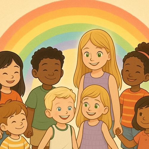 Image showing children being kind to those with disabilities.