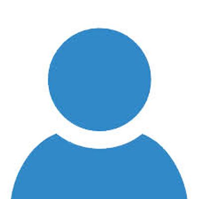 Simple blue user profile icon on white background.