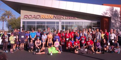 Group photo in front of Road Runner Sports Tempe