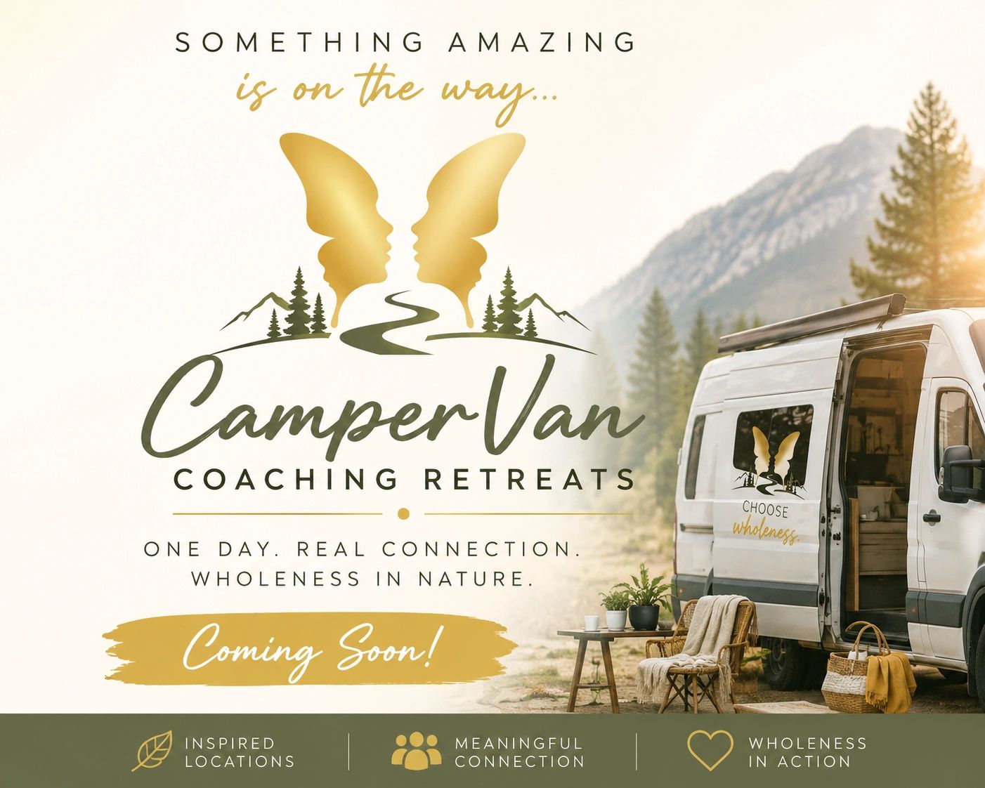 Camper Van Coaching Retreats ad with nature and van image.