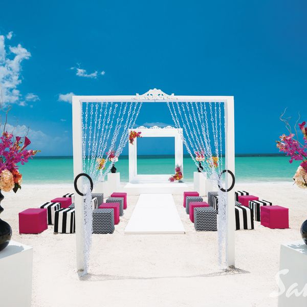 Destination wedding set up on the beach in Jamaica