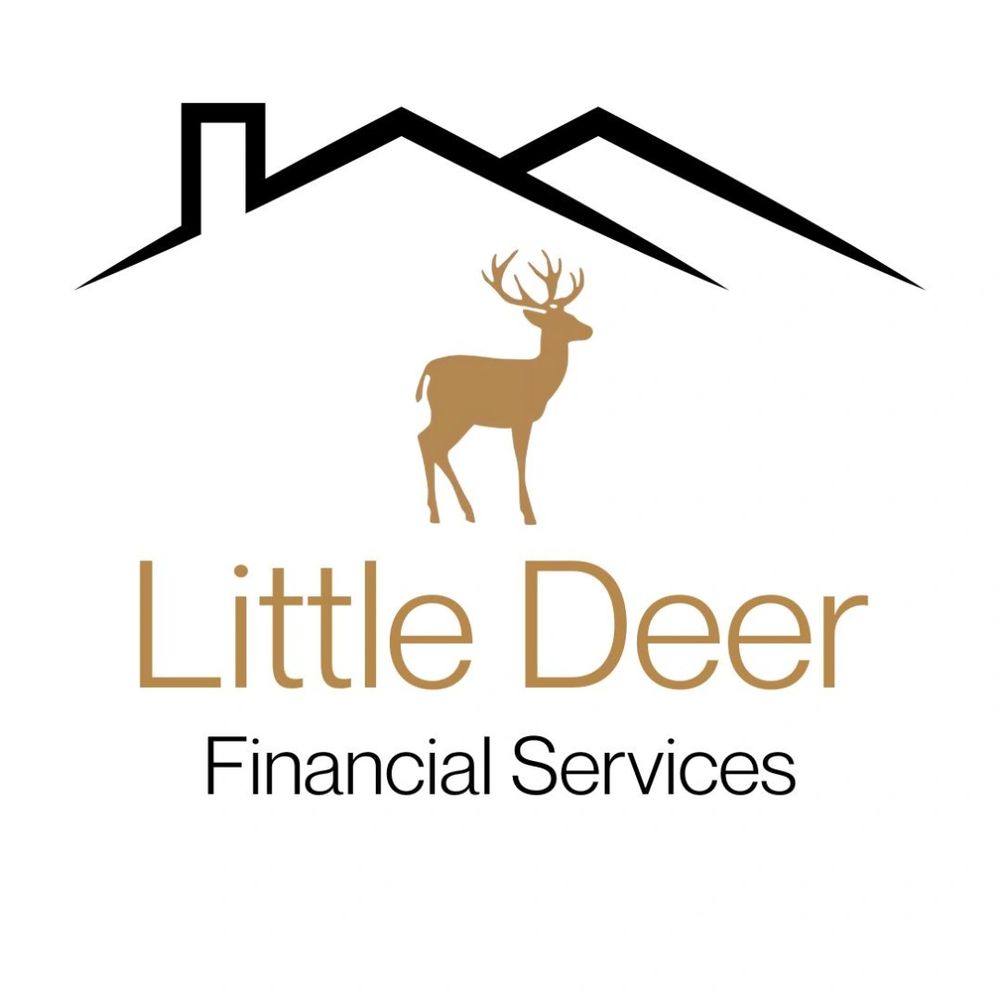 Logo for Little Deer Financial Services with a deer and roof illustration.