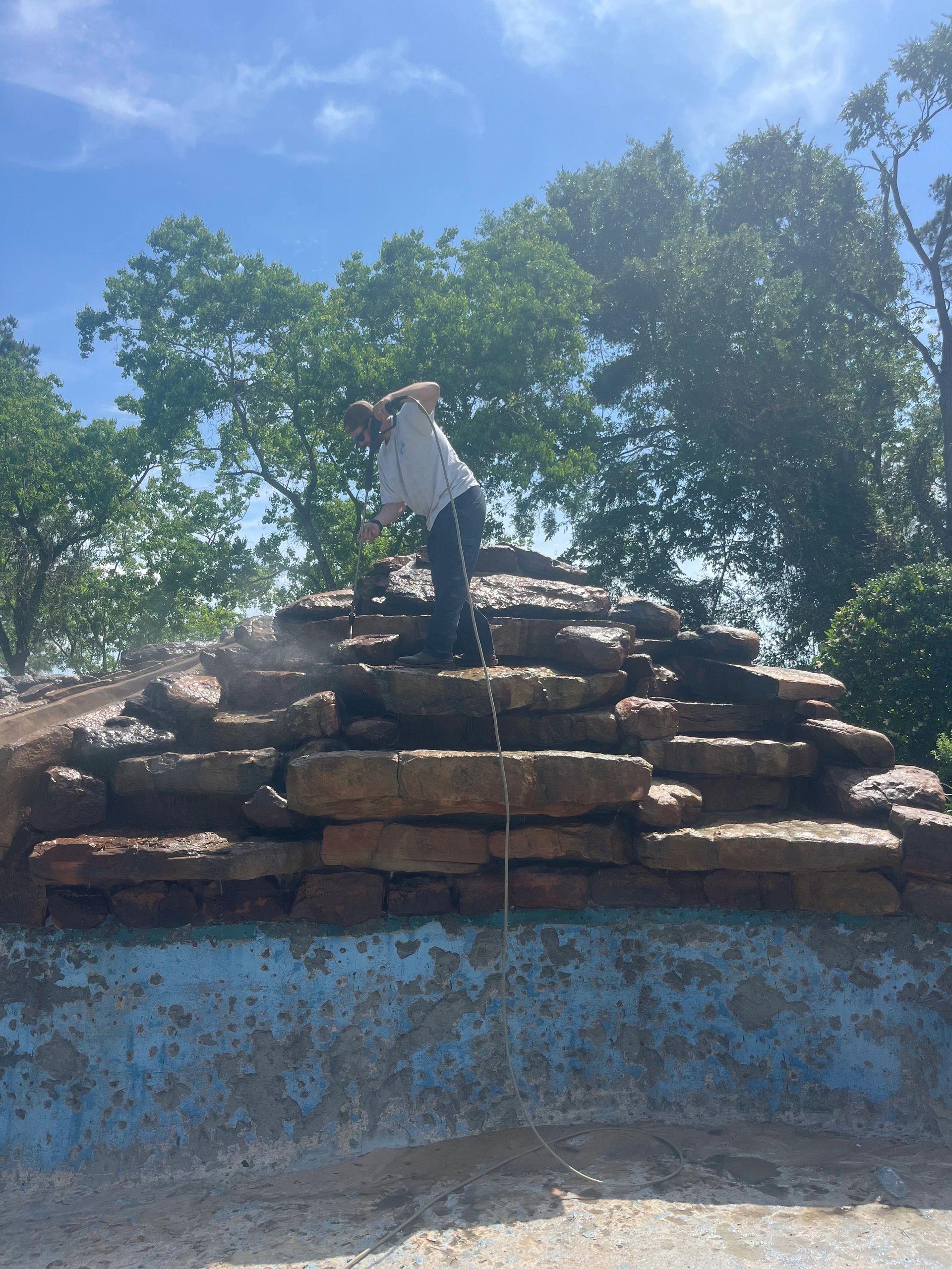 Pool tile and calcium work